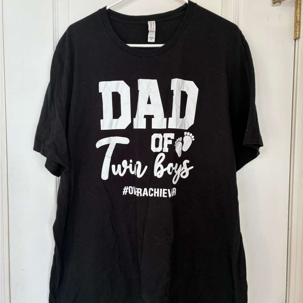 Bella Canvas Black DAD of Twin Boys Graphic Tee